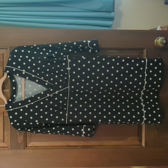 Lands End dress, swim material cover up black and white polka dot Ex small 2-4 - Picture 2 of 8
